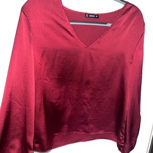 SHEIN Large Burgundy Silky Blouse